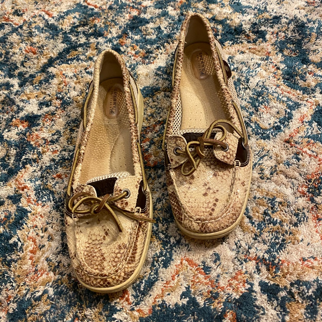 Comfortable Sperry Anglefish Python Brown Shoes